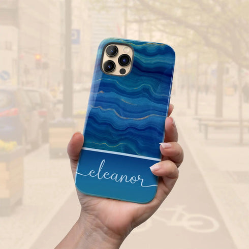 Blue Agate Custom Name iPhone Case